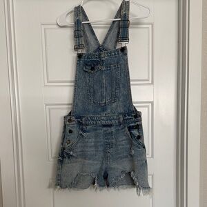 Womens Light Blue Denim Short Overalls Jumpsuit